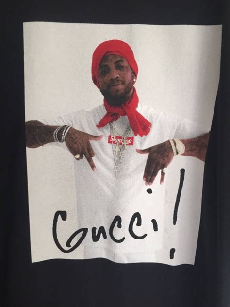 gucci photo tee supreme|supreme gucci mane tee black.